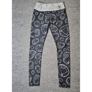 Baseballism Womens Leggings Size Small Baseball Glove Mitt Print Gray Sports